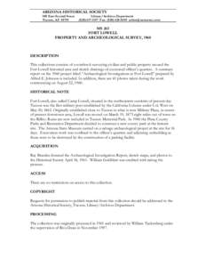 ARIZONA HISTORICAL SOCIETY 949 East Second Street Tucson, AZ[removed]Library/Archives Department[removed]Fax: ([removed]removed]