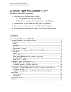 Community Health Assessment 1a: the demographics of the population served