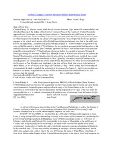 Southern Campaign American Revolution Pension Statements & Rosters Pension Application of Lewis Goslin S43613 Transcribed and annotated by C. Leon Harris. Moses Hazen’s Regt.