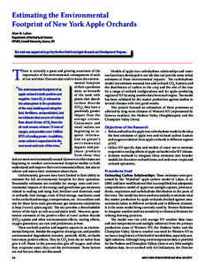 Estimating the Environmental Footprint of New York Apple Orchards Alan N. Lakso Department of Horticultural Sciences NYSAES, Cornell University, Geneva, NY