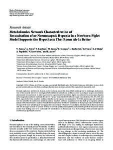 Metabolomics Network Characterization of Resuscitation after Normocapnic Hypoxia in a Newborn Piglet Model Supports the Hypothesis That Room Air Is Better