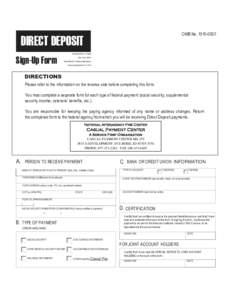 OMB No[removed]DIRECT DEPOSIT Sign-Up Form  Standard Form 1199A