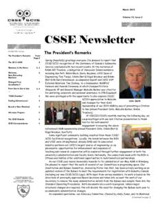 March 2015 Volume 12, Issue 3 CSSE Newsletter Inside this issue: The President’s Remarks