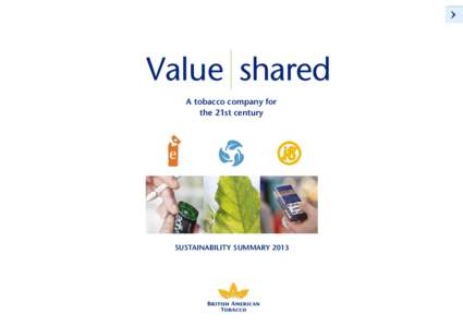 Value shared A tobacco company for the 21st century SUSTAINABILITY SUMMARY 2013