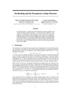On Herding and the Perceptron Cycling Theorem  Andrew E. Gelfand, Yutian Chen, Max Welling Department of Computer Science University of California, Irvine {agelfand,yutianc,welling}@ics.uci.edu