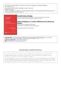 This article was downloaded by: [The Chinese University of Hong Kong ( Education Package )] On: 14 February 2011 Access details: Access Details: [subscription numberPublisher Routledge Informa Ltd Registered 