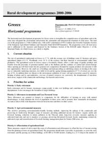 Rural development programmes[removed]Greece Horizontal programme  Programme title: Rural development programme for
