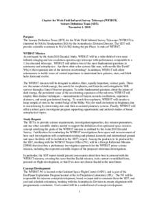 Charter for Wide Field Infrared Survey Telescope (WFIRST) Science Definition Team (SDT) November 1, 2010 Purpose The Science Definition Team (SDT) for the Wide Field Infrared Survey Telescope (WFIRST) is chartered by NAS