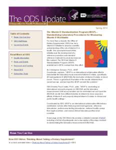 Spring 2014 Table of Contents News You Can Use ODS Staff News Upcoming Events