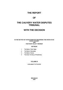 Politics of Karnataka / Economy of Karnataka / Kaveri River water dispute / Hydrology / Kaveri / Tamil Nadu / Riparian zone / Hogenakkal Integrated Drinking Water Project / Krishna Water Disputes Tribunal / States and territories of India / Karnataka / India