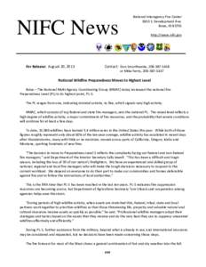 NIFC News For Release: August 20, 2013 National Interagency Fire Center 3833 S. Development Ave. Boise, ID 83705