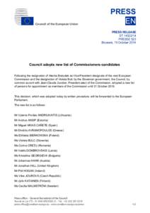 Council of the European Union  PRESS EN PRESS RELEASE ST[removed]