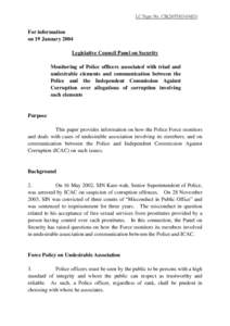 LC Paper No. CB[removed])  For information on 19 January 2004 Legislative Council Panel on Security Monitoring of Police officers associated with triad and