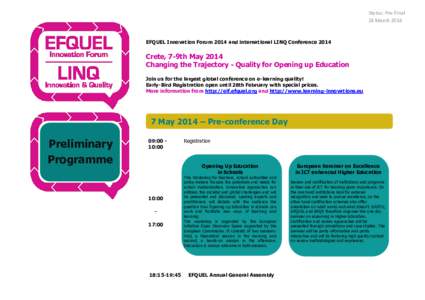 EFQUEL / Gráinne Conole / Information and communication technologies in education / European Association for Quality Assurance in Higher Education / Massive open online course / Open educational resources / UNIQUe Certification / Education / Distance education / E-learning