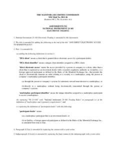 AMENDMENTS TO NATIONAL ISNTRUMENT[removed]