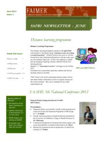June 2012 Issue 1 SAFRI NEWSLETTER - JUNE  Distance learning programme