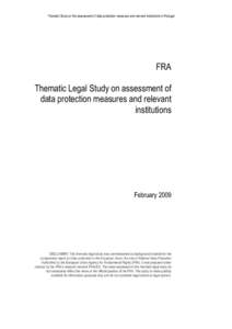 Thematic Study on the assessment of data protection measures and relevant institutions in Portugal  FRA Thematic Legal Study on assessment of data protection measures and relevant institutions