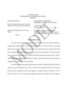 Settlement Agreement Pertaining to the Sale of Chat