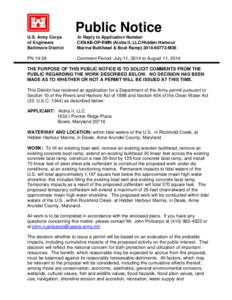 Public Notice U.S. Army Corps of Engineers Baltimore District  In Reply to Application Number