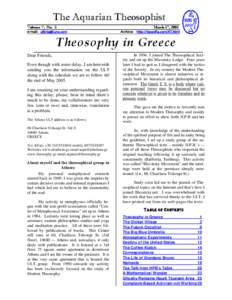 The Aquarian Theosophist Volume V, No. 5 e-mail: [removed] March 17, 2005 Archive: