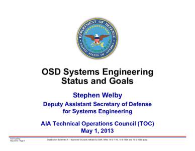 Materials science / Reliability engineering / Survival analysis / Systems engineering / Government procurement in the United States / Performance-based logistics / Science / Office of the Secretary of Defense / Department of Defense Architecture Framework / Military science / Military acquisition / Design for X