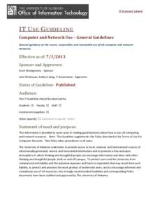 IT Use Guideline - Computer and Network Use General Guidelines