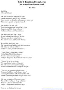 Folk & Traditional Song Lyrics - Red Wine