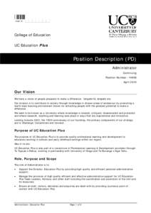 Empl. ID:  College of Education UC Education Plus  Position Description (PD)