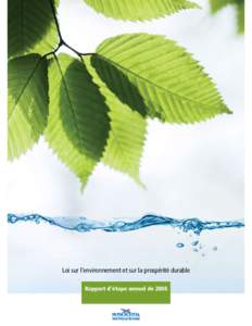 Loi sur l’environnement et sur la prospérité durable Rapport d’étape annuel de 2008 Loi sur l’environnement et sur la prospérité durable Rapport d’étape annuel de 2008