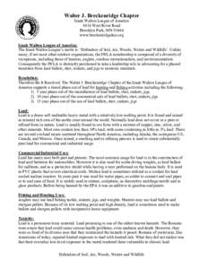 Walter J. Breckenridge Chapter Izaak Walton League of America 8816 West River Road Brooklyn Park, MN[removed]www.breckenridgeikes.org Izaak Walton League of America: