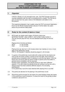 CONDITIONS FOR THE WORLD CHAMPIONSHIPS MEN (WCS) and THE RUSSIAN GOVERNMENT CUP (RGC)