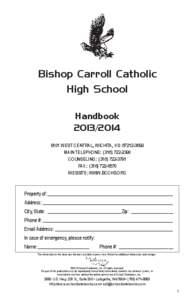 Bishop Carroll Catholic High School Handbook[removed]West Central, Wichita, KS[removed]Main Telephone: ([removed]