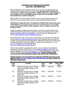 NC DHSR ACLS: Administrator and Alternative Exam Schedule