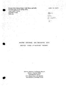 Madam Felix-Hodson District Gold Mines and Mills Southern edge of Salt Spring Valley Copperopolis Vicinity Calaveras County California