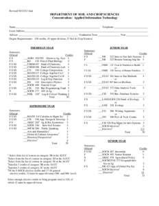 Revised[removed]final  DEPARTMENT OF SOIL AND CROP SCIENCES Concentration: Applied Information Technology Name_________________________________________________________________ Telephone __________________________ Local 