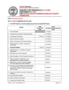 STATE OF TENNESSEE DEPARTMENT OF GENERAL SERVICES REQUEST FOR PROPOSALS # [removed]AMENDMENT # TWO FOR OFFICE SPACE IN MEMPHIS,SHELBY COUNTY,