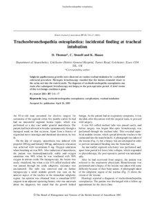 Tracheobronchopathia osteoplastica  15 Mayall MF, Calder I. Spinal cord injury following an attempted