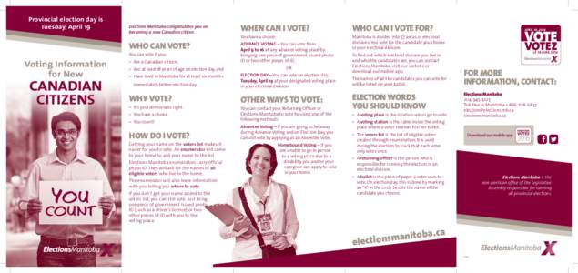 Provincial election day is Tuesday, April 19 Voting Information for New