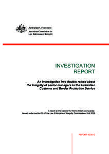 Microsoft Word - ACLEI Investigation Report[removed]Report to the Minister - published 14 December 2012