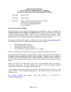 REQUEST FOR PROPOSAL YOUNGSTOWN-WARREN REGIONAL AIRPORT REGIONAL AIRCRAFT PASSENGER BOARDING BRIDGE Issue Date:  March 20, 2014