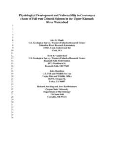 Physiological Development of Reintroduced Chinook Salmon in the Upper Klamath Basin