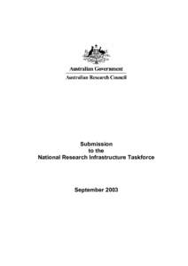 Submission to the National Research Infrastructure Taskforce September 2003