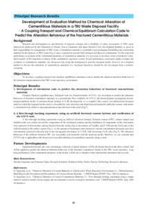 Principal Research Results  Development of Evaluation Method for Chemical Alteration of Cementitious Materials in a TRU Waste Disposal Facility −A Coupling Transport and Chemical Equilibrium Calculation Code to Predict