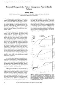 Proceedings, 5th NMFS NSAW[removed]NOAA Tech. Memo. NMFS-F/SPO-40.  Proposed Changes to the Fishery Management Plan for Pacific Salmon Robert Kope NMFS, Northwest Fishery Science Center, 2725 Montlake Boulevard E, Seattle
