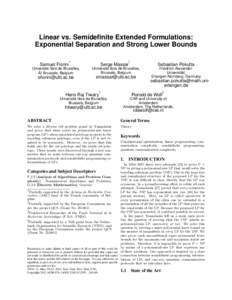 Linear vs. Semidefinite Extended Formulations: Exponential Separation and Strong Lower Bounds Samuel Fiorini ∗