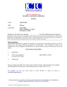 SPECIAL MEETING of the TECHNICAL ADVISORY COMMITTEE AGENDA DATE:  April 15, 2014