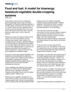 Food and fuel: A model for bioenergy feedstock/vegetable double-cropping systems