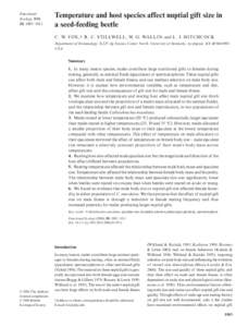 Functional Ecology, 1003–1011 Temperature and host species affect nuptial gift size in a seed-feeding beetle