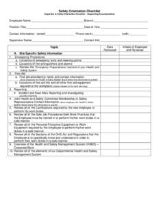 Microsoft Word - #2.  Safety Orientation Checklist.doc