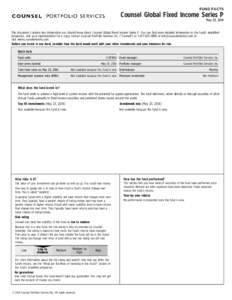 FUND FACTS  Counsel Global Fixed Income Series P May 23, 2014